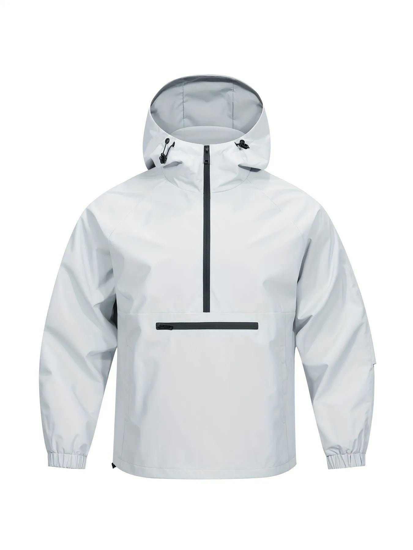 Men's Korean-style loose half-zip hooded corduroy sweater jacket with rabbit fur lining
