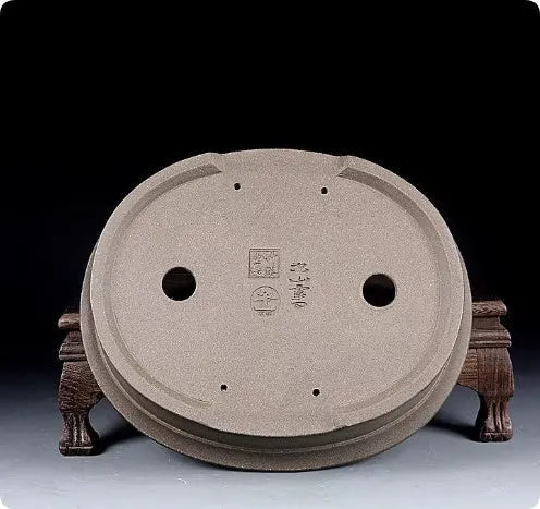 Handmade purple sand bonsai pot antique oval shape 25x21x6.3cm dimensions