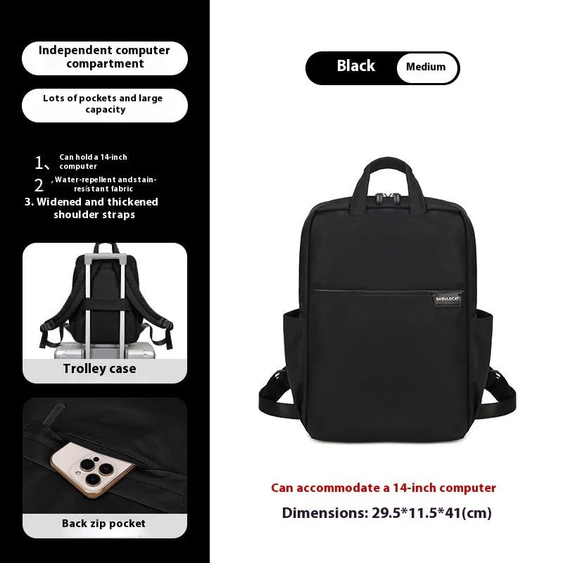 Women's canvas travel backpack showing organisational compartments and breathable design in apricot colour