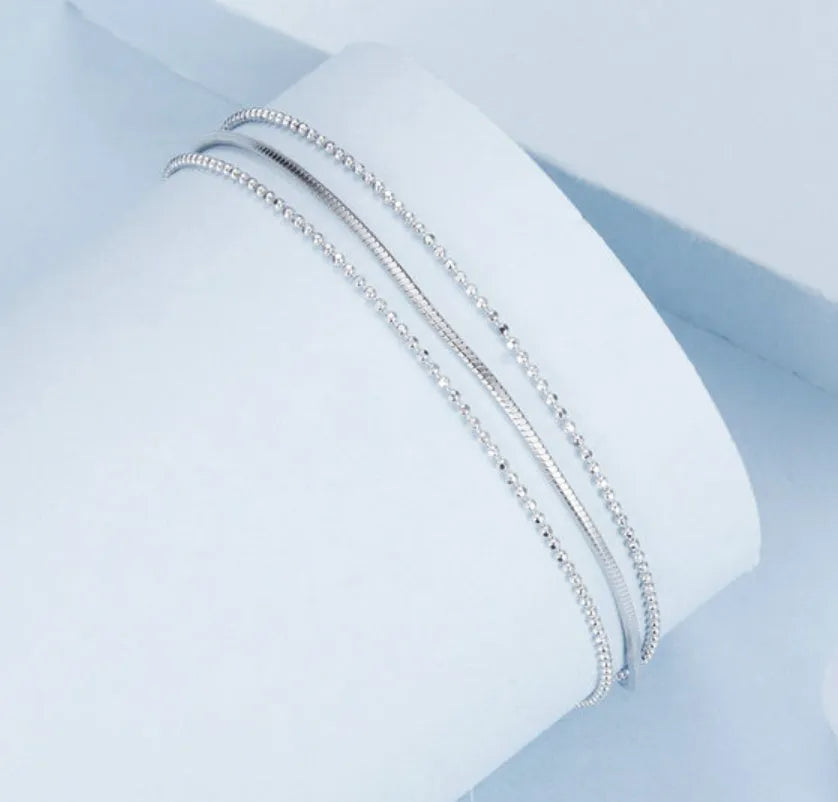 Silver S925 sterling silver snake bone bracelet with asterism love design and adjustable chain 160+50mm