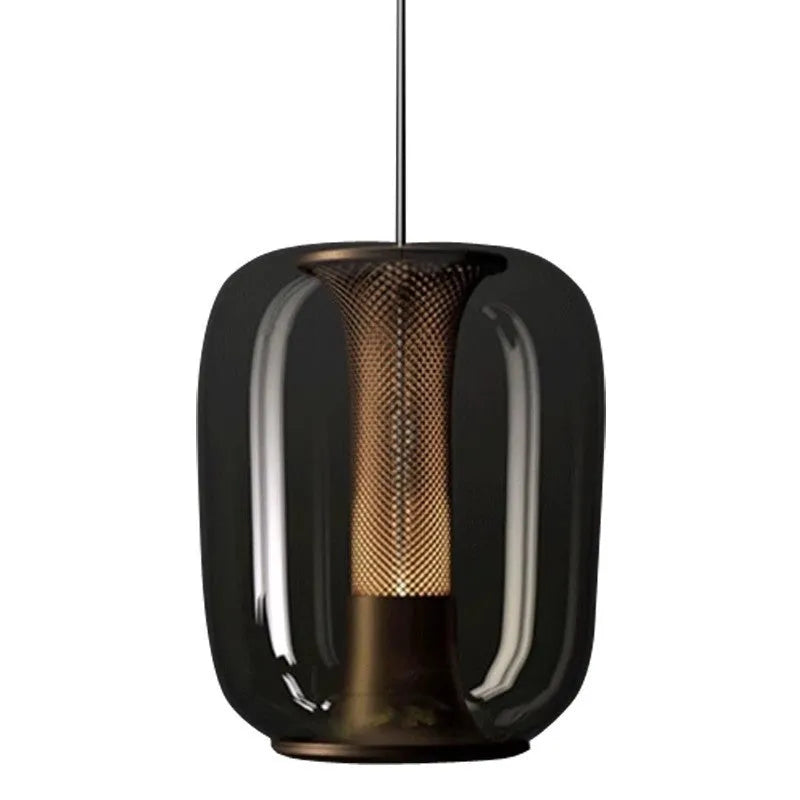 Nordic minimalist chandelier light fixture in transparent, cognac or smoky grey colour measuring D16cm x H20cm