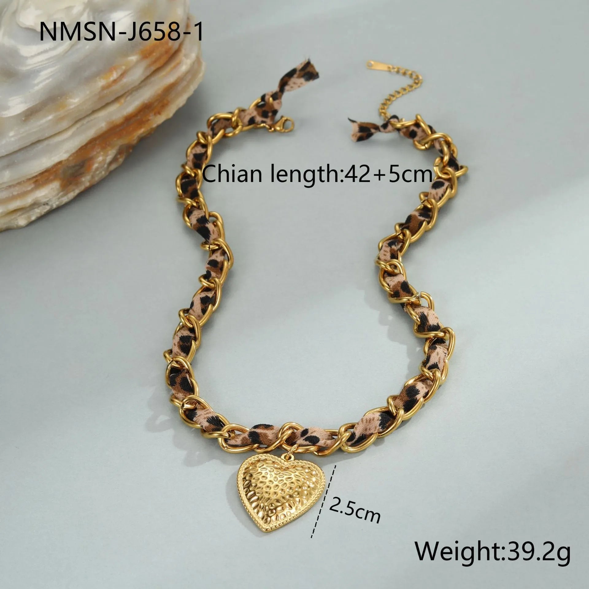 Stainless steel geometric leopard love pendant necklace with adjustable chain