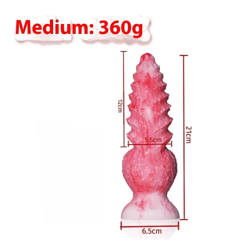 Pink platinum silicone penis-shaped masturbation toy for women, shown with Berserker S and M size options.