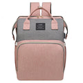 Multifunctional maternity diaper backpack with removable foldable crib in green Oxford fabric