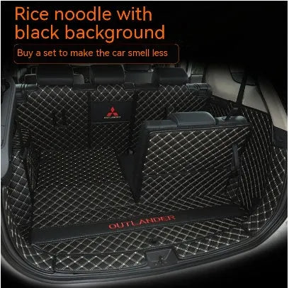 Mitsubishi Outlander 3D boot liner with high edges in a wine red colour with contrasting beige lines.