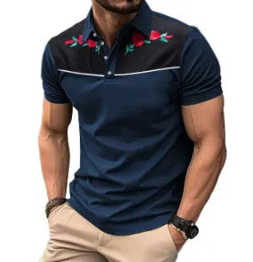 Men's short sleeve polo shirt in polyester mesh fabric with zip decorations, shown in picture colour