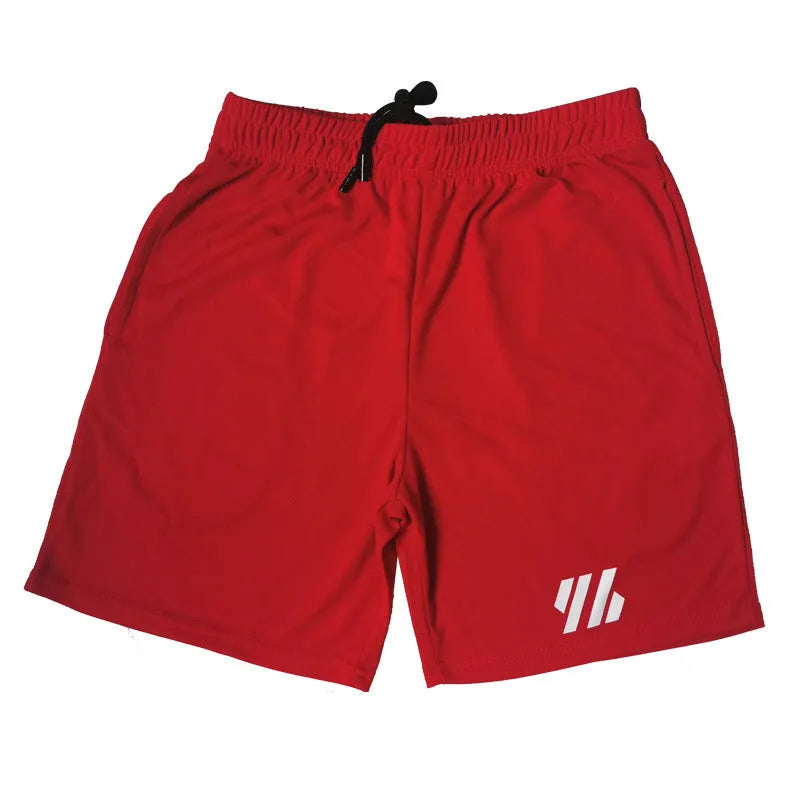 Metal silk fabric sports shorts in loose fit, shown in multiple colours including army green and sapphire blue.