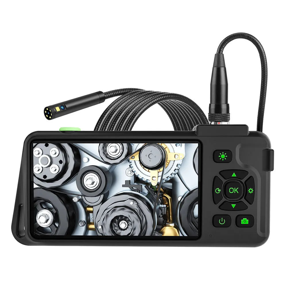 Portable industrial endoscope with 4.5-inch screen and 5.5mm camera for automotive inspection