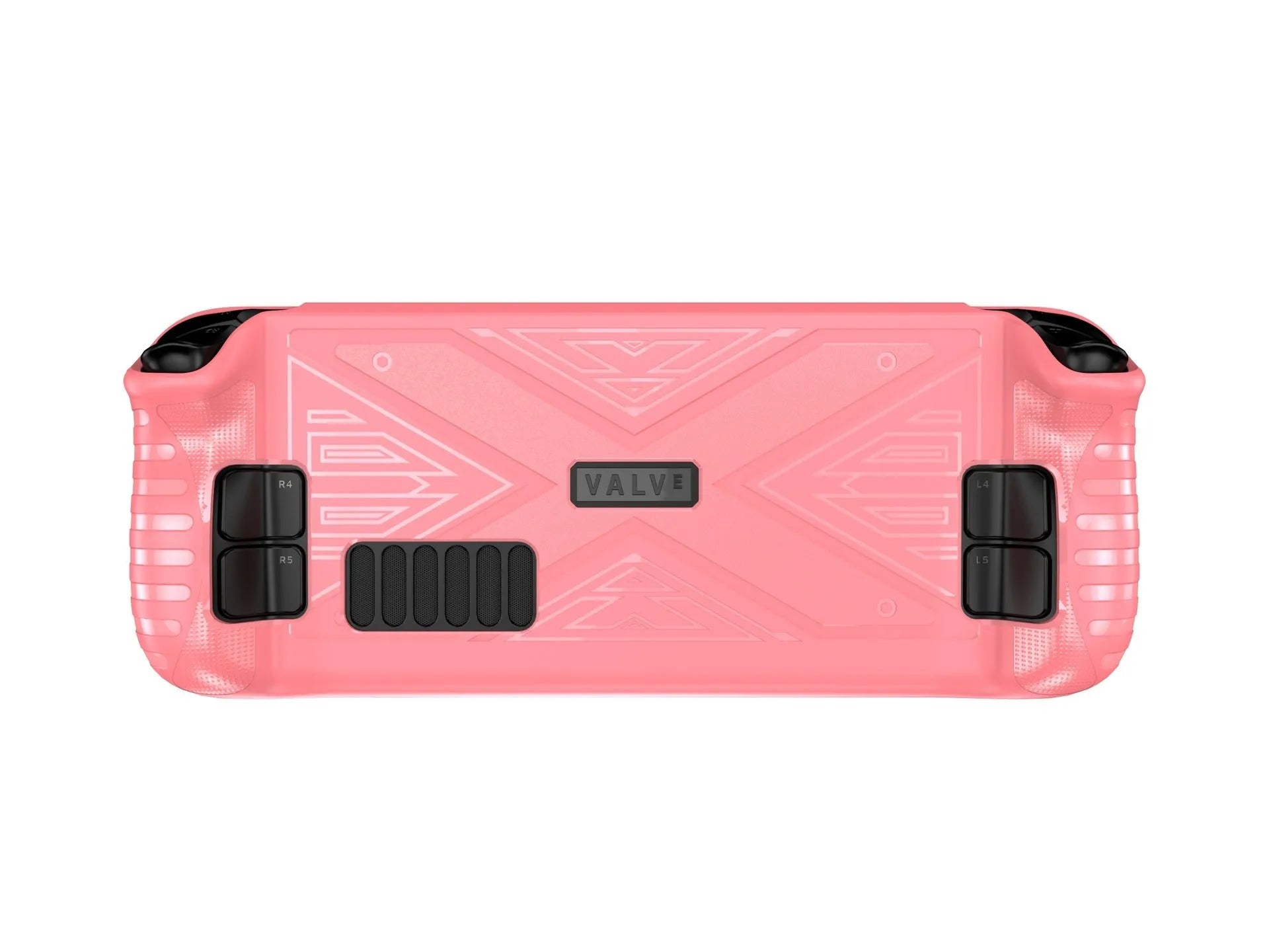 Red, blue, and black TPU soft shell protective cases for the Steam Deck handheld console.