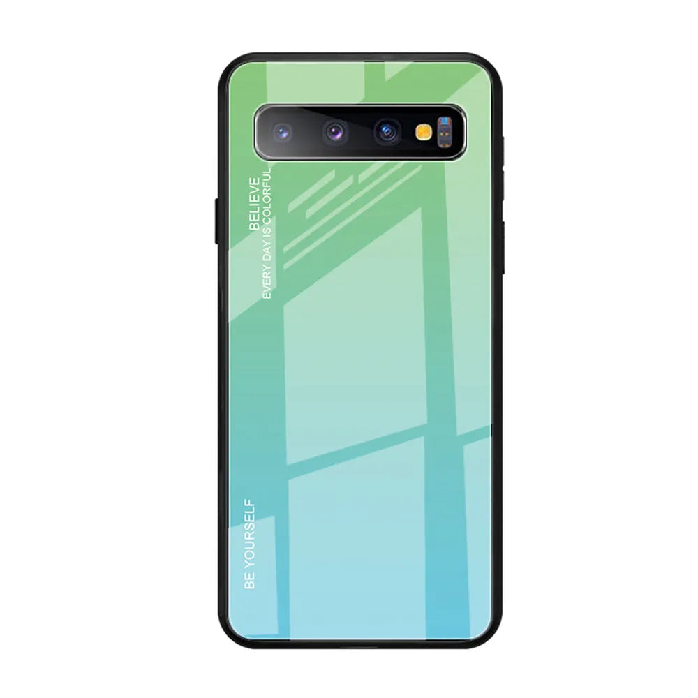 Gradient glass phone case for Samsung with TPU bumper and tempered glass back in colour 01style