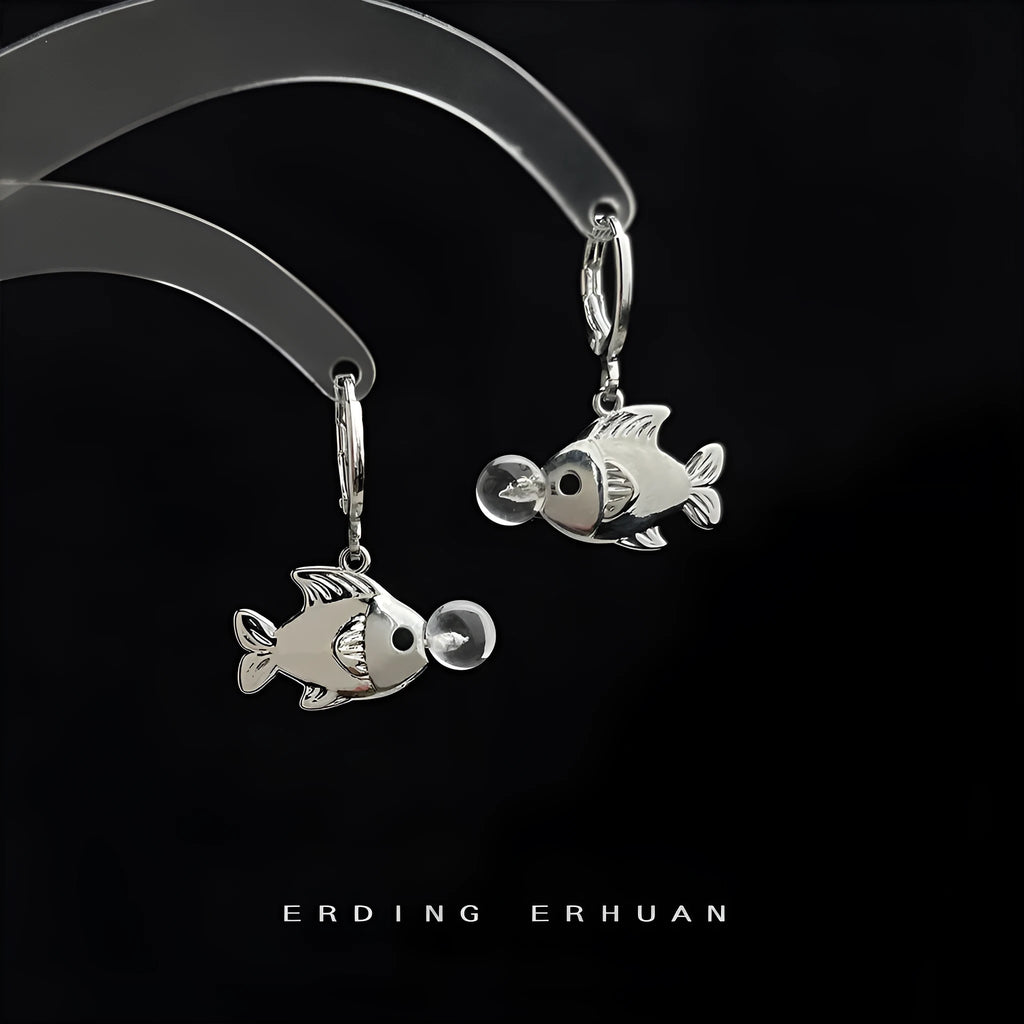 Bubble Fish original design goldfish earrings with copper electroplating