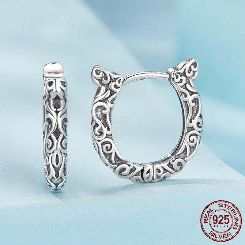 S925 sterling silver lucky horseshoe ear clip with grinding finish, U-shaped design, colour SCE1888, for women