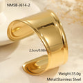 Women's gold-plated wide bracelet with stainless steel construction and geometric design