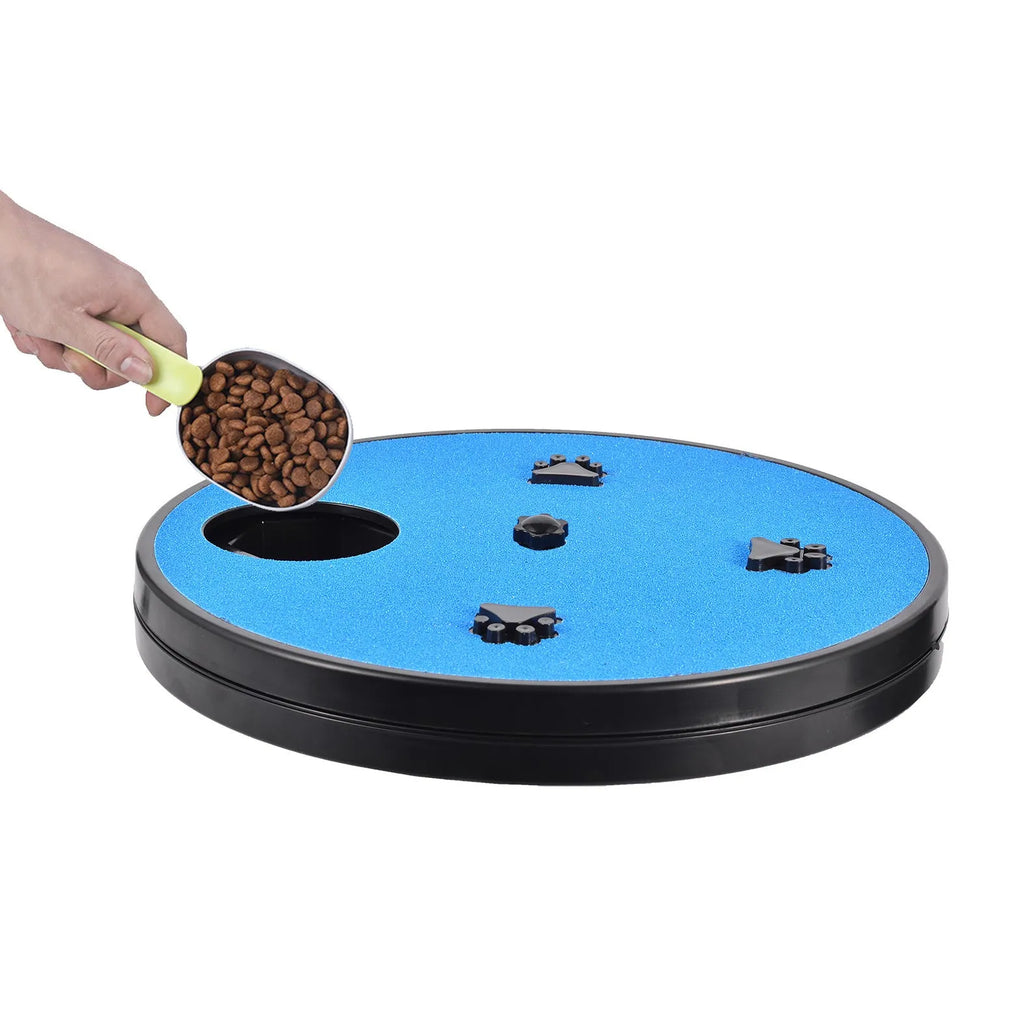 Rotatable dog nail file board with suction cup base in black, blue, and green options on a tiled floor