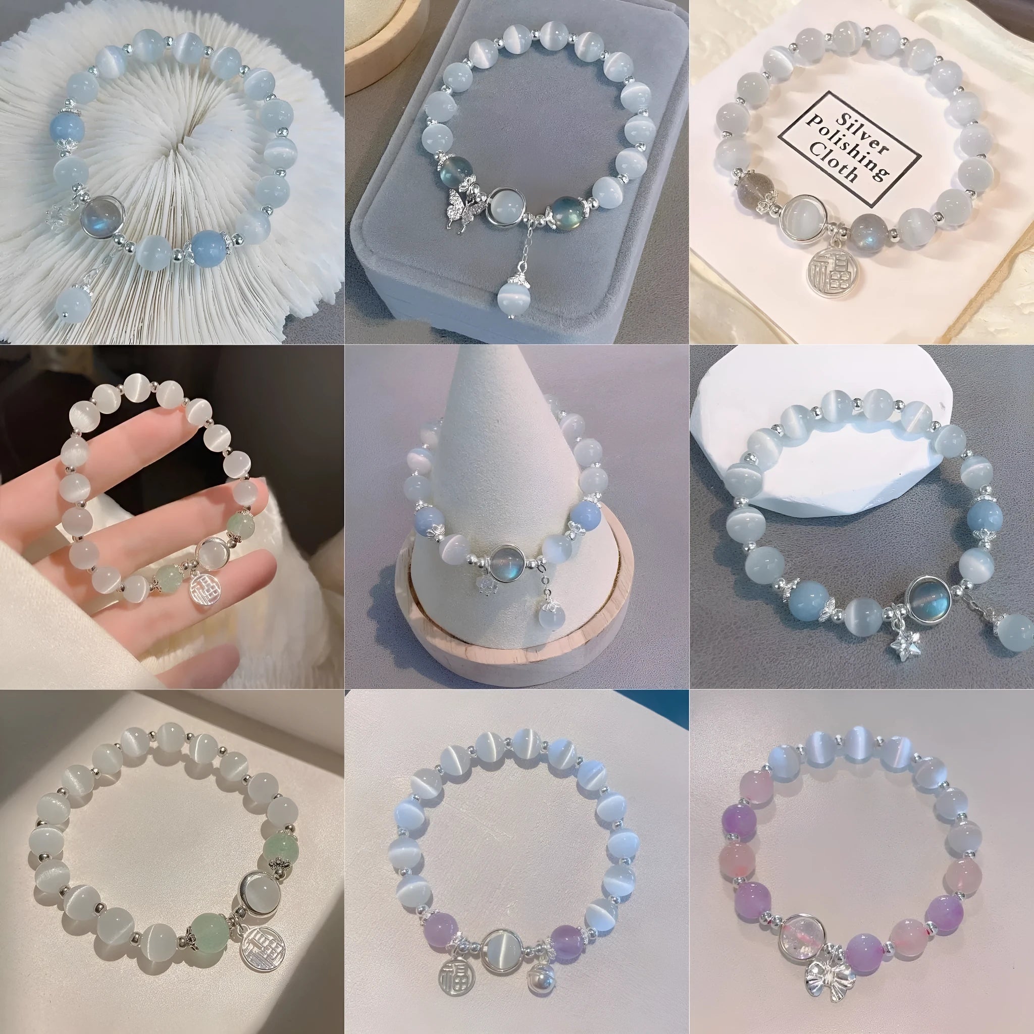 Glass butterfly bracelet for women with colour-coordinated beads in drop-shaped design
