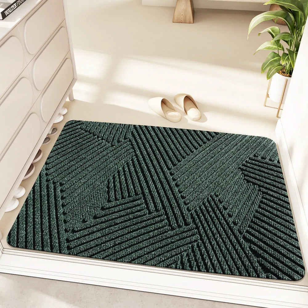 Silk ring alien-shaped entrance floor mat with cartoon anime pattern in blue, 60cm by 90cm