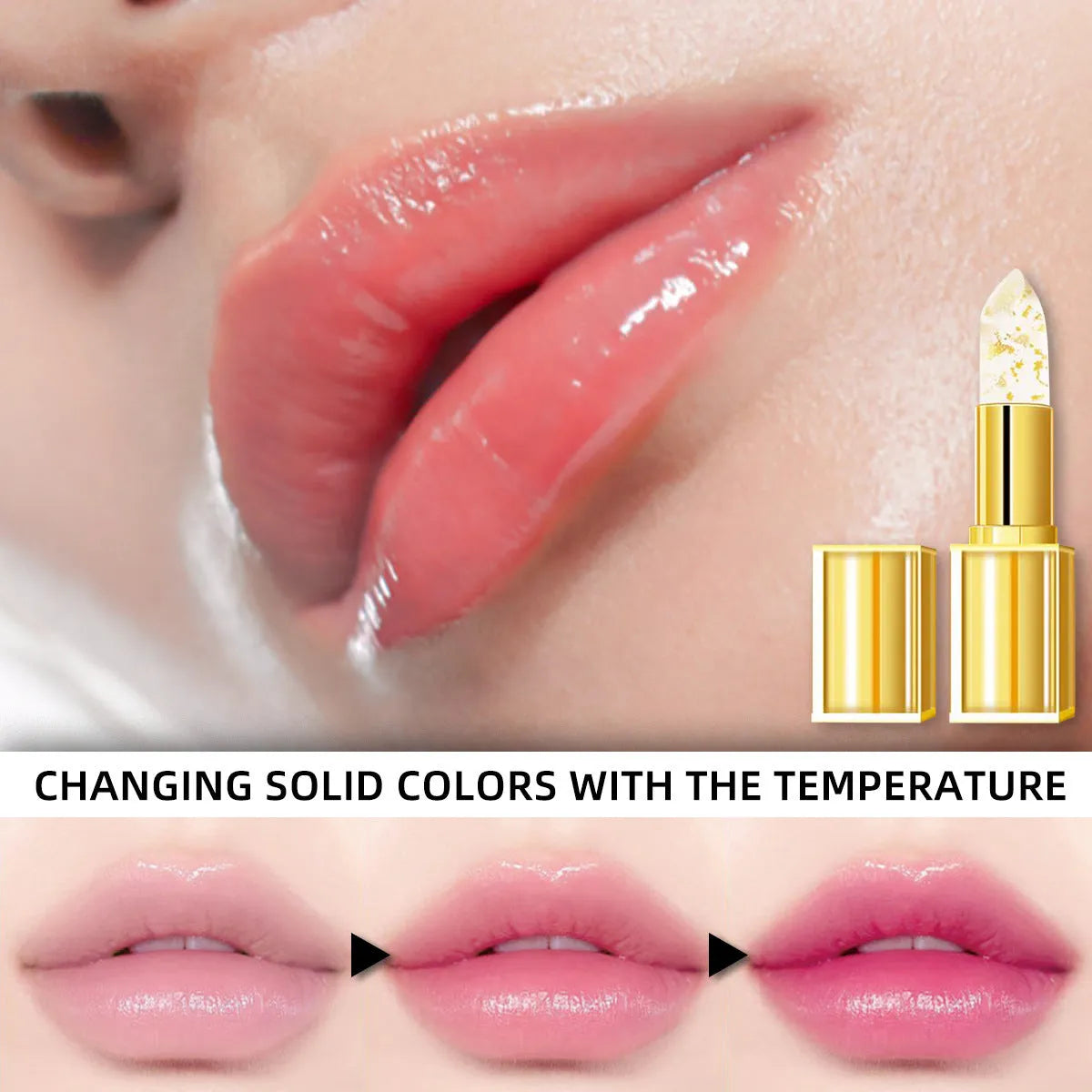 Anti-smudge gilding warm colour-changing lipstick in YB1001 formula with 3.5g content