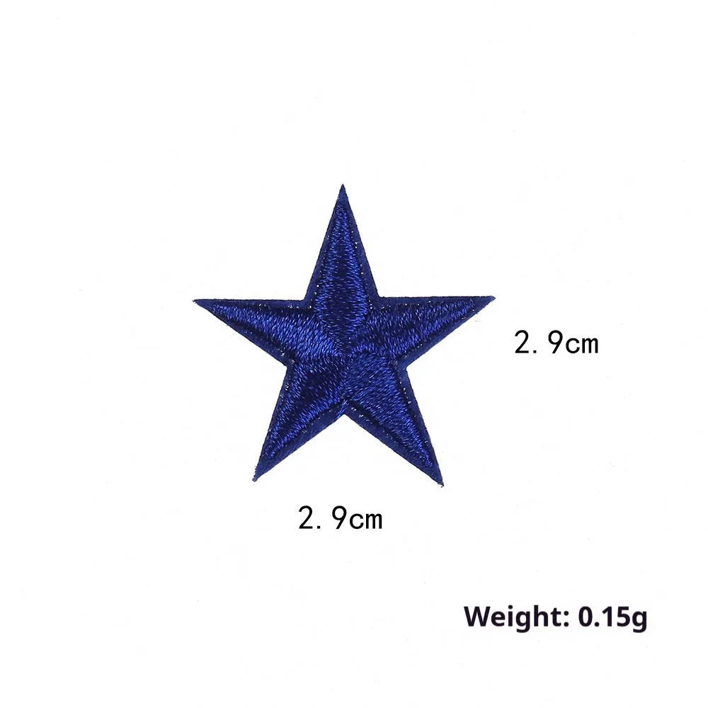 Colourful five-pointed star cloth embroidery labels for DIY clothing decoration.