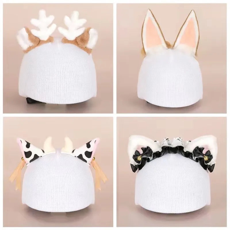 Ski helmet decoration with colourful cartoon character design in soft plush fabric