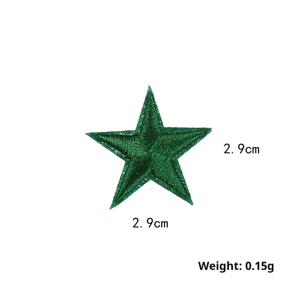 Colourful five-pointed star cloth embroidery labels for DIY clothing decoration.