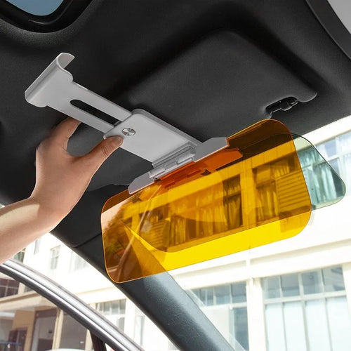 Anti-glare car sun visor with acrylic lens and telescopic installation components