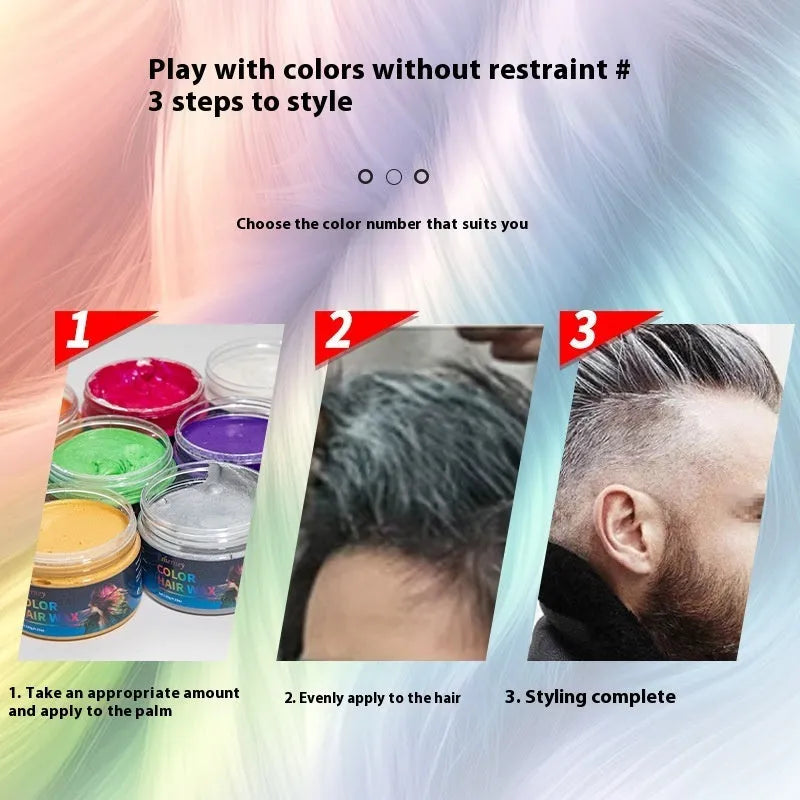 120g hair styling clay tin in multiple colour options including blue, green, red and yellow