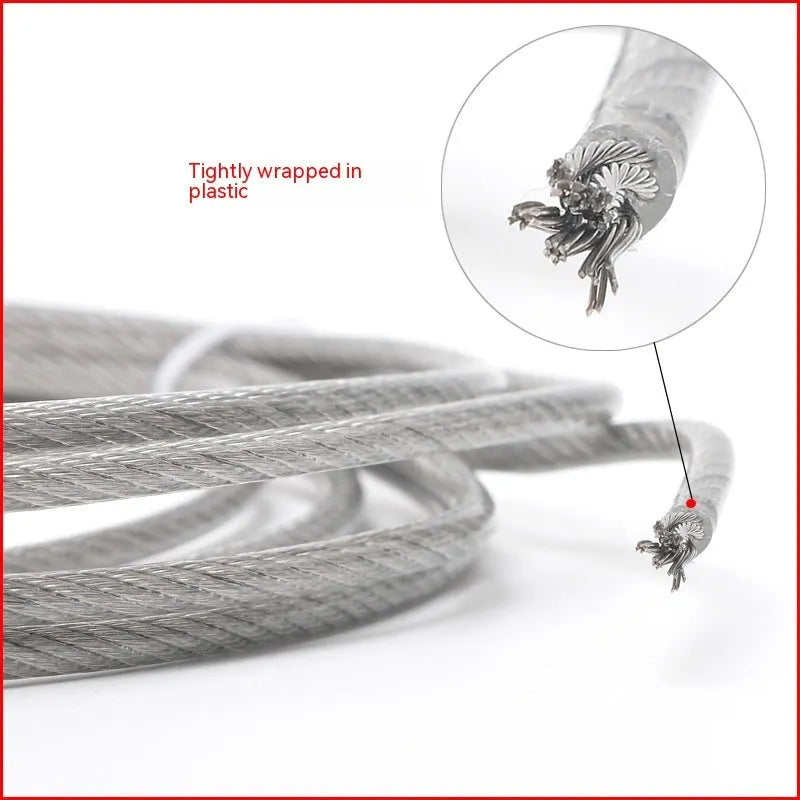Coiled 304 stainless steel multi-strand security wire rope with coated finish