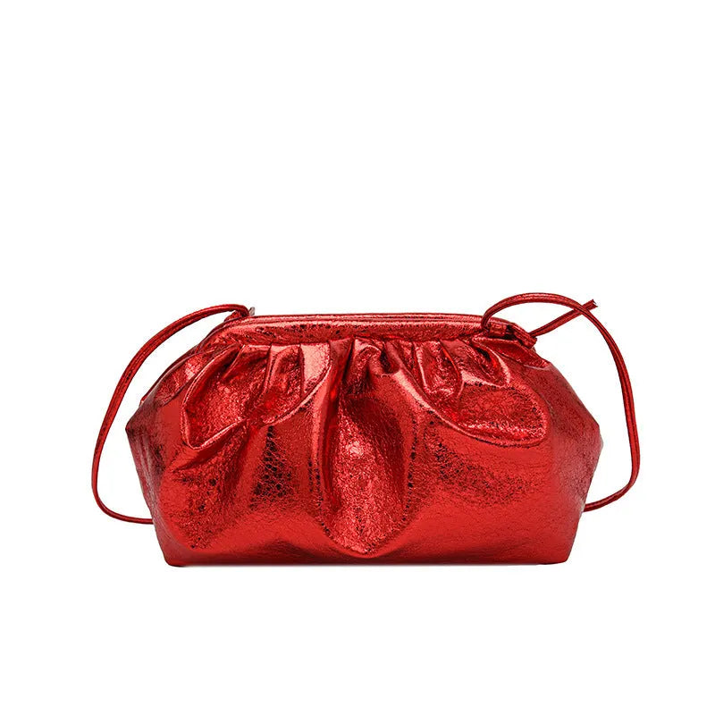 PU hair clip shoulder crossbody bag with shell shape design and crossbody strap