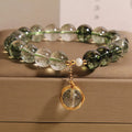 Natural chlorite crystal bracelet with green phantom quartz winding transfer beads, women's style