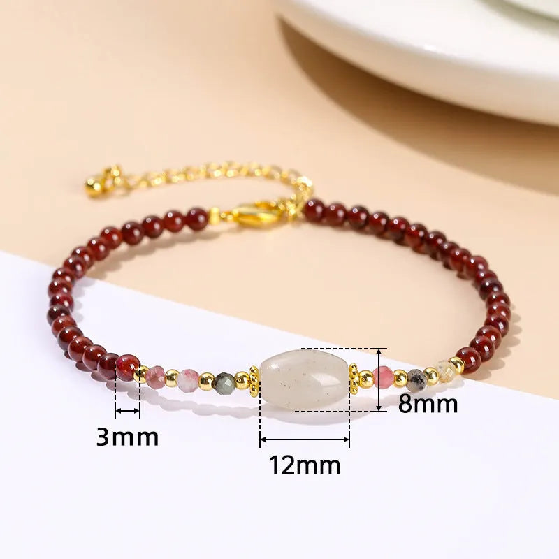 Women's crystal agate bracelet with natural beads in fruit, bow and animal charm designs