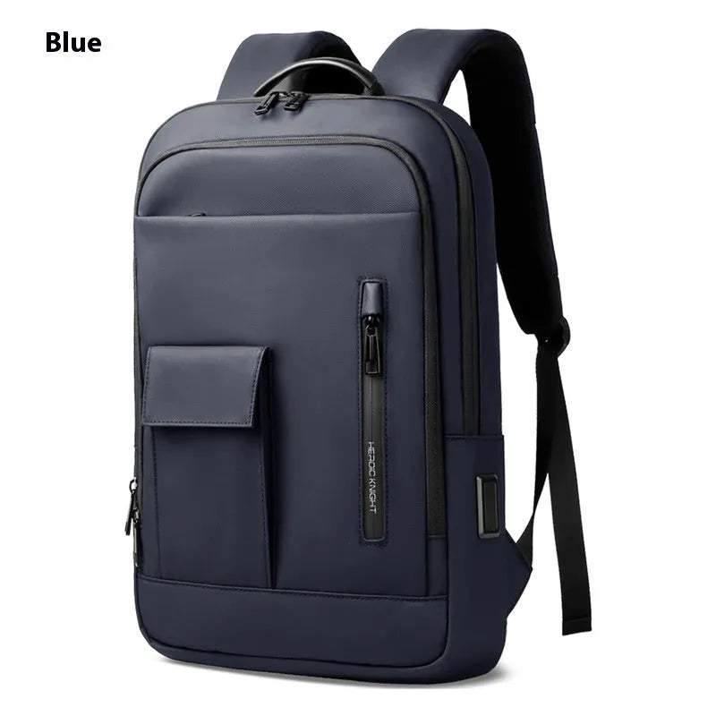 Lightweight Oxford cloth men's backpack in a solid colour with visible sewing lines.