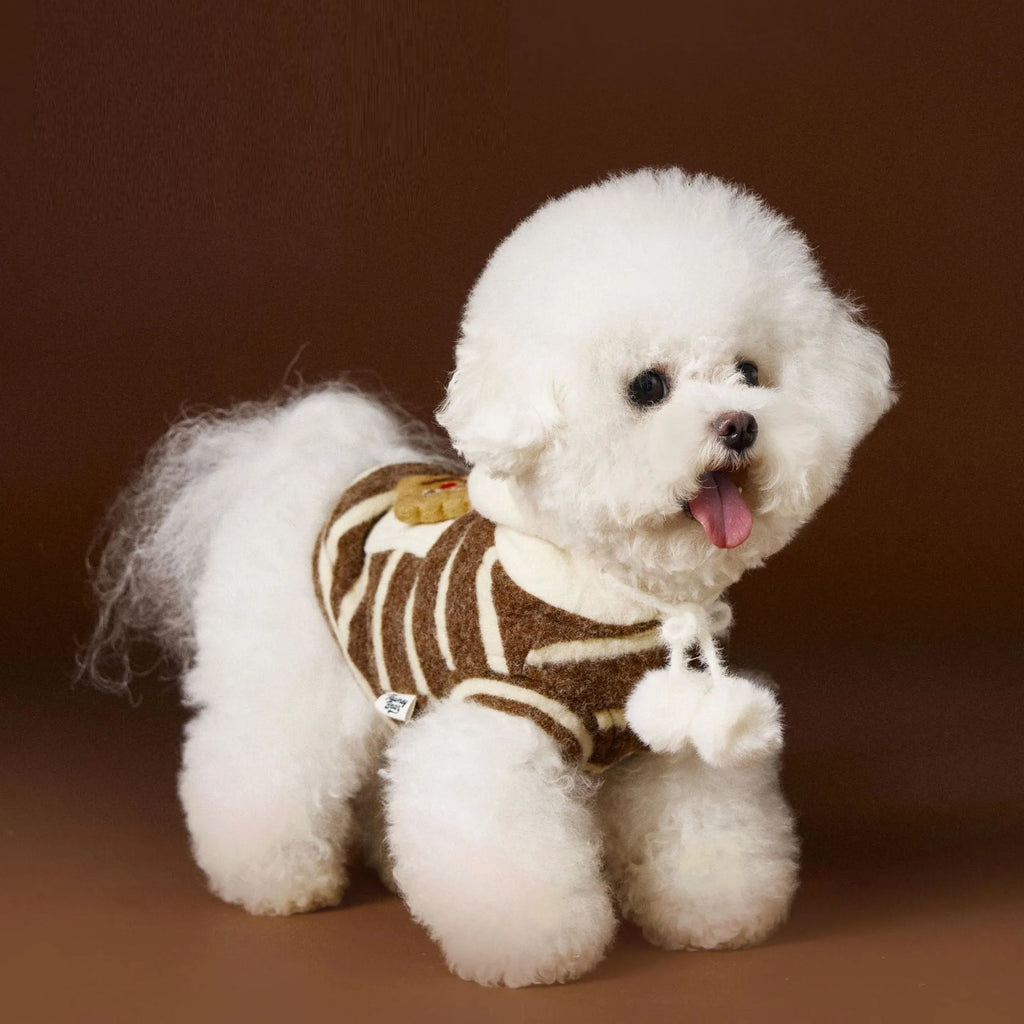 Pet clothes autumn winter cute felt biscuit sweater in pink and coffee colours for dogs and cats