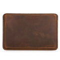 Genuine leather iPad protective case in brown horizontal orientation with handmade stitching