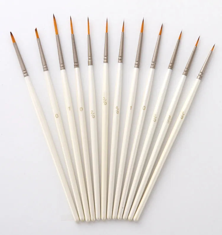 Set of 12 pearl white fluorescent marker pens with a solid wood pen holder for artists.