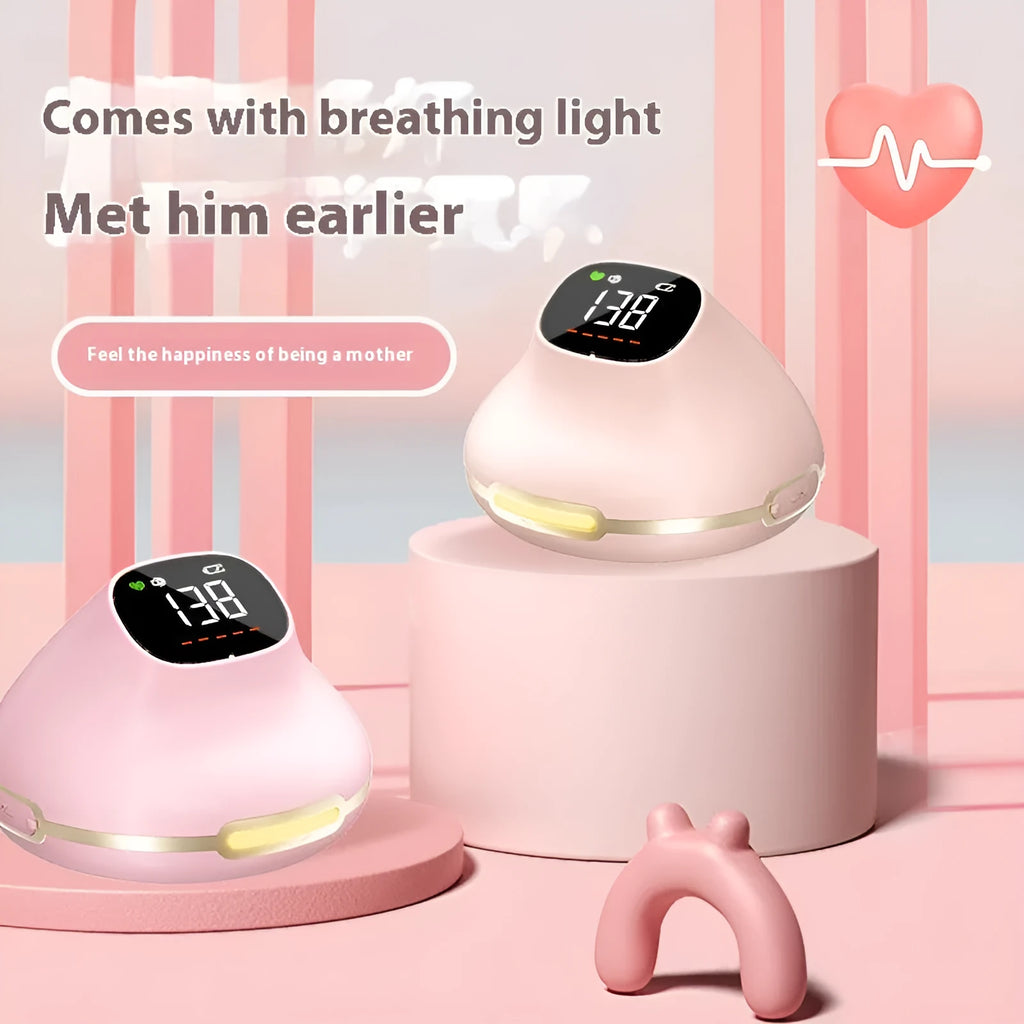 Pink one-piece portable foetus ECG monitor with USB charging cable for home maternity use