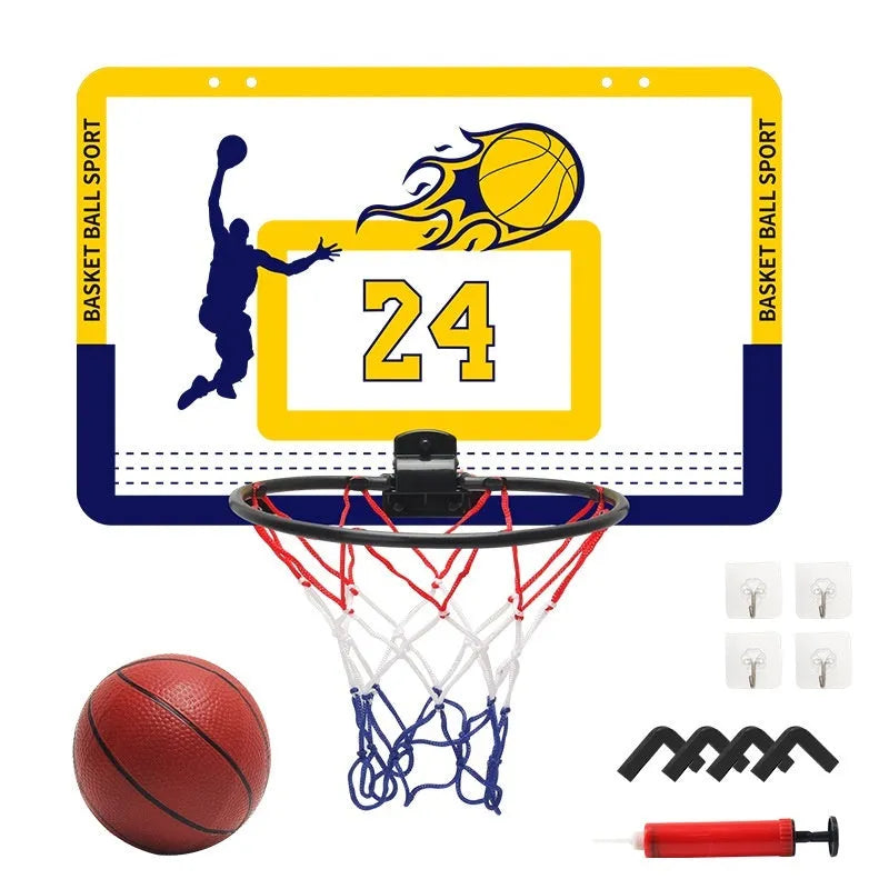 Punch-free transparent PVC children's basketball board mounted on wall with ball in black style option