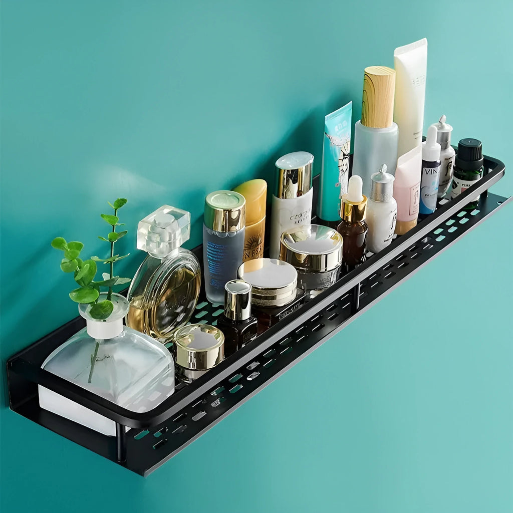 Modern 2-layer aluminium bathroom storage rack with 50kg capacity in a 60cm size option