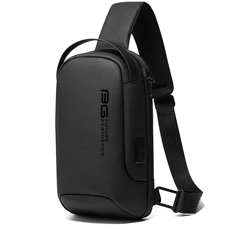 Men's Oxford cloth USB shoulder bag in business travel colours with wear-resistant construction