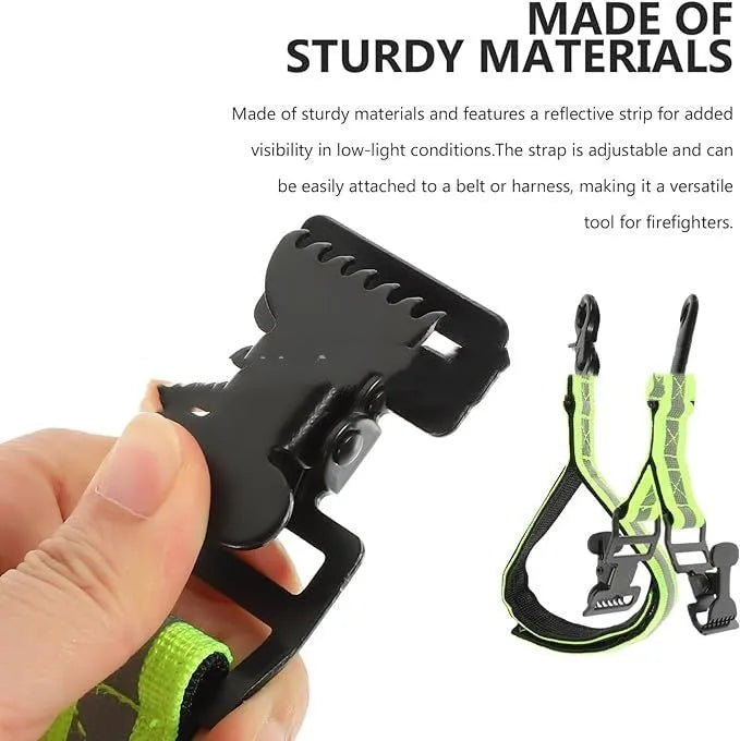 Fluorescent green fireman glove safety clamp with metal buckle and reflective lining