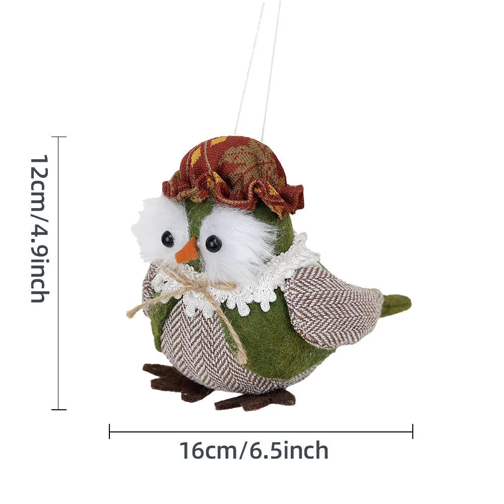 Thanksgiving owl harvest bird pendant ornament in orange or green colours for window or desktop decoration
