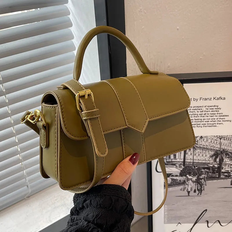 Women's PU messenger bag in horizontal square design with 22cm width, available in multiple colours