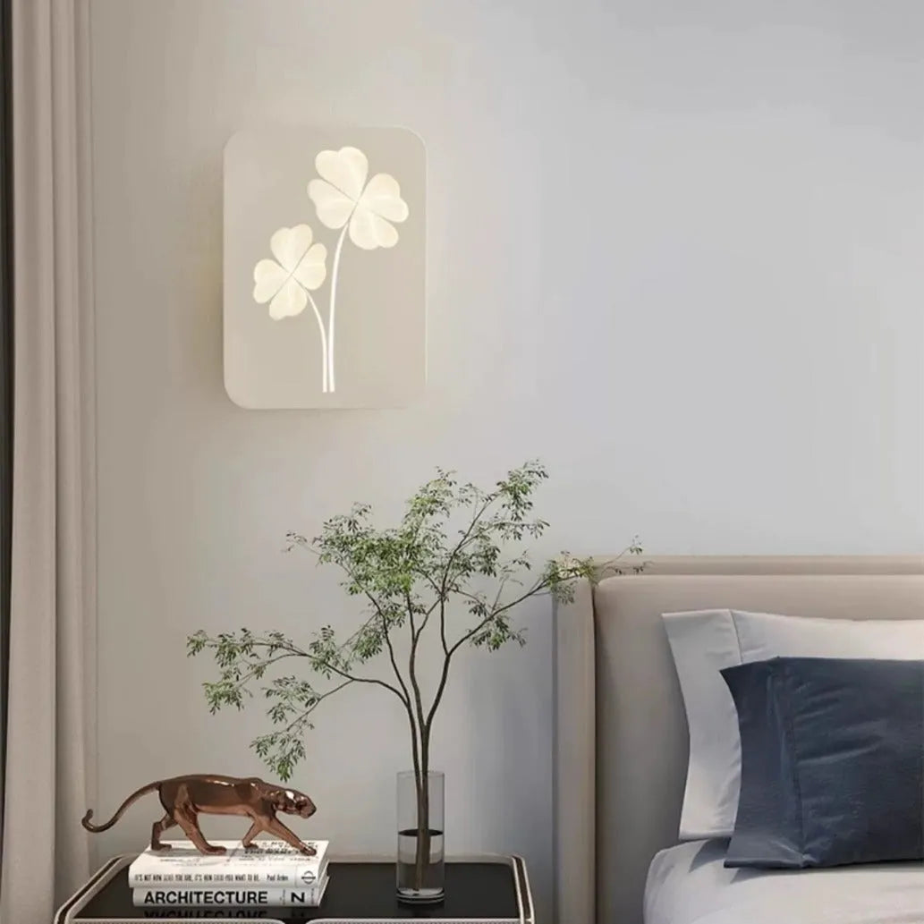 Modern tricolour LED bedside lamp with decorative motifs in white or pink finishes