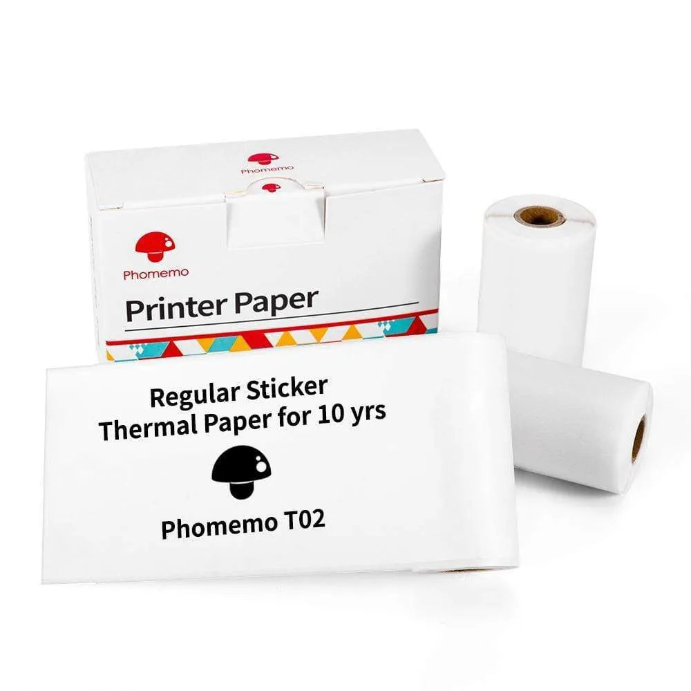 Phomemo T02 portable mini thermal label printer in white with Bluetooth connection