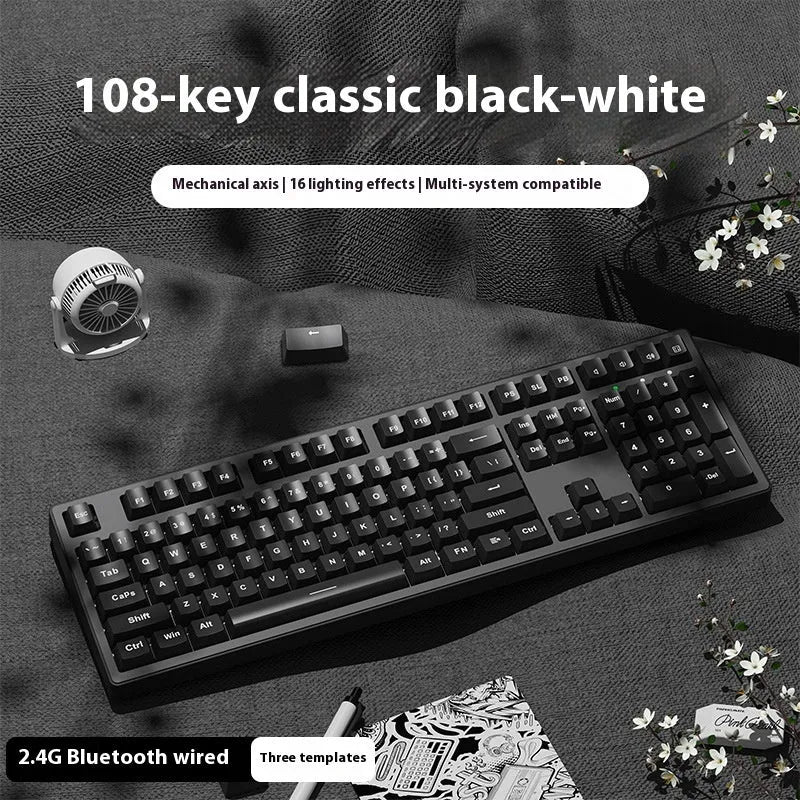 Wireless Bluetooth mechanical keyboard in various colours with 87-key and 108-key layout options