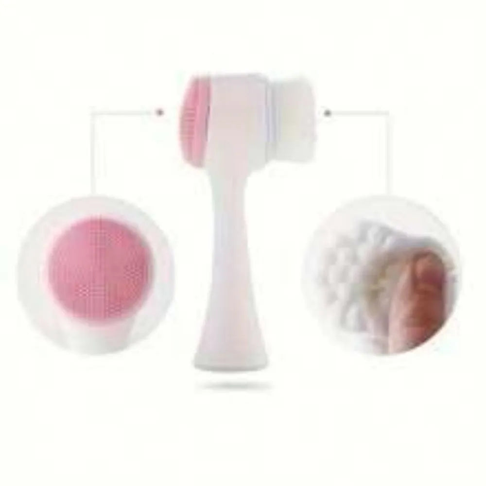 Blue and pink nylon pet paw brush grooming tool for dogs and cats with soft bristles