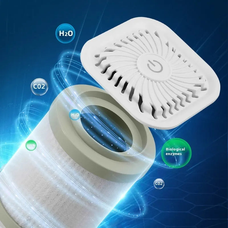 Black and white mini USB car air purifier for small spaces under 10 square metres.