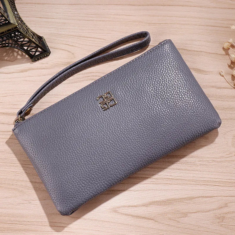 55cm long PU leather zipper handbag wallet in multiple colour options