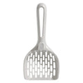 Grey plastic cat litter scoop with matching base for litter box cleaning