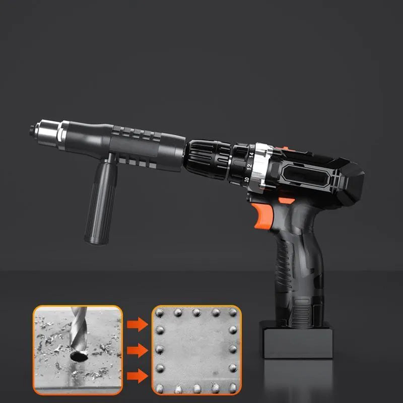 Alloy steel electric drill rivet gun adapter with four rivet heads and handle