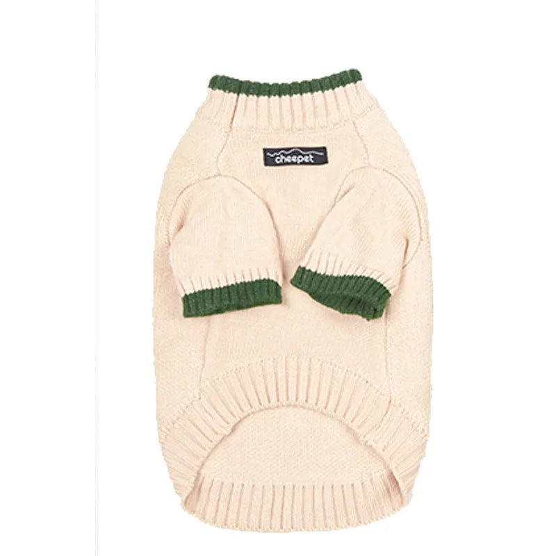 Two-colour pet sweater for dogs and cats in British style wool design